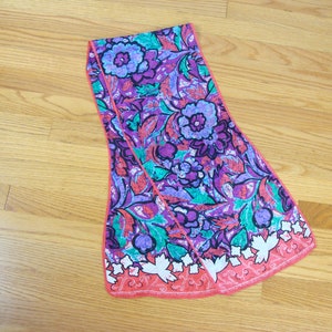 Vintage Silk Scarf Honey Oblong Rectangle Head Scarf Colorful Abstract Floral Batik Print