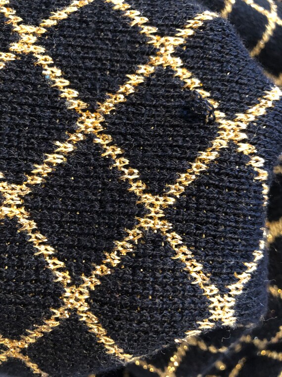 Vintage Metallic Cardigan Sweater 90s Mita Black Gold… Gem