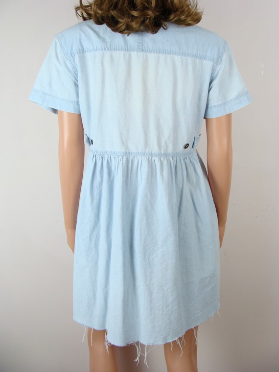 Vintage Denim Dress 90s Lizwear Petite Chambray C… - image 8