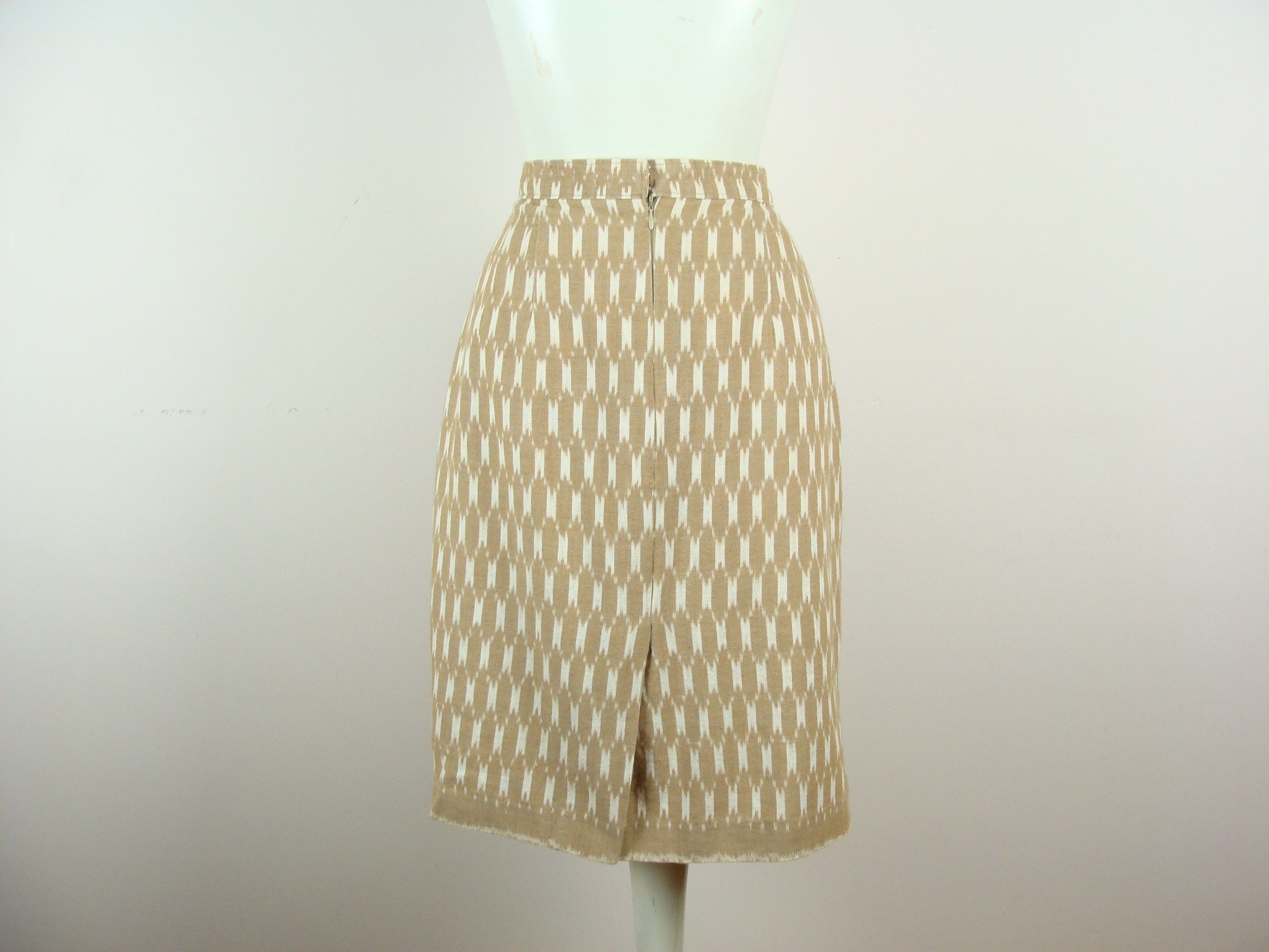Vintage Ikat Skirt 90s Neutral Minimalist High Waisted Pencil | Etsy