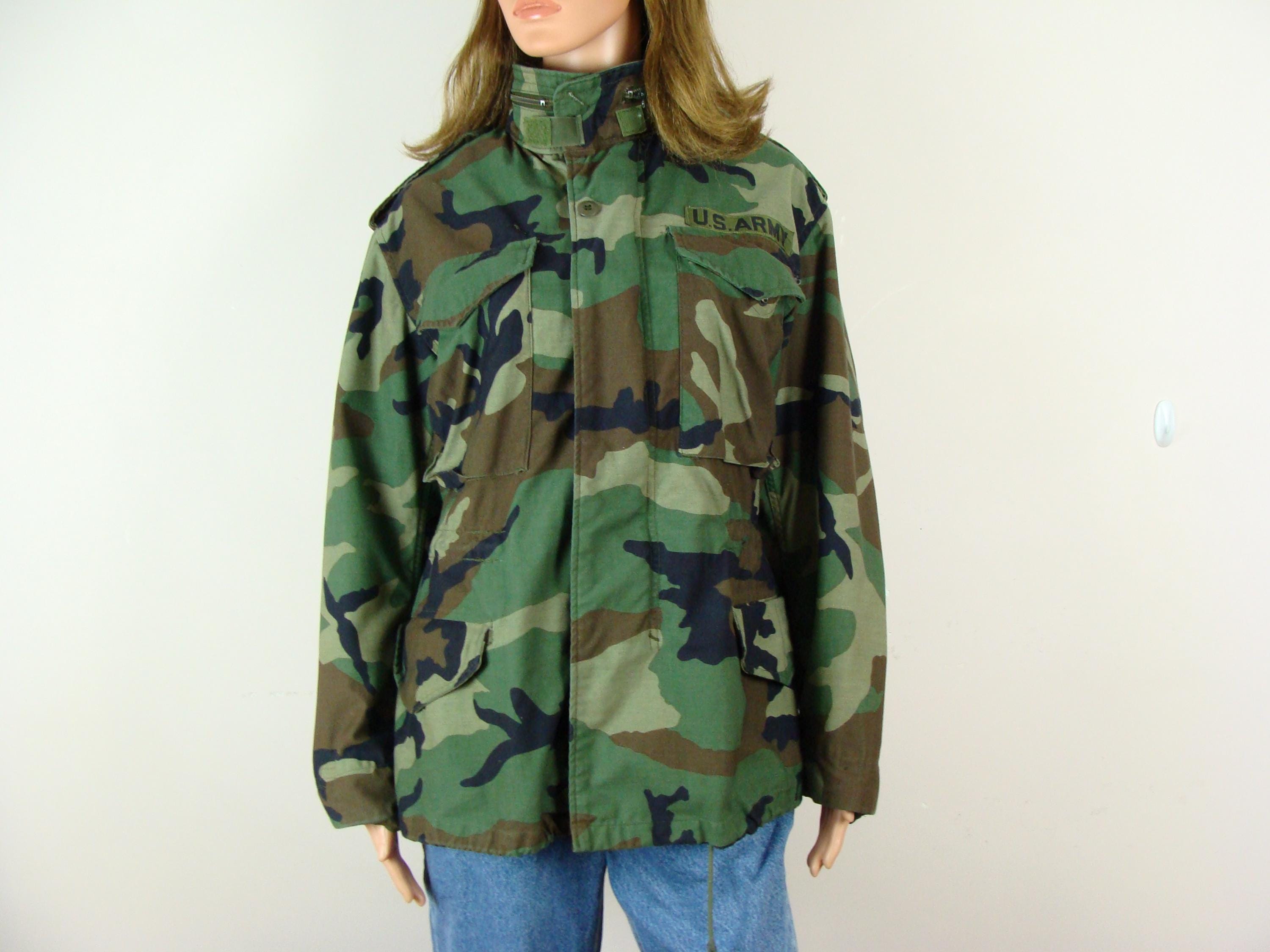 Vintage Army Jacket 80s Cold Weather Field Woodland