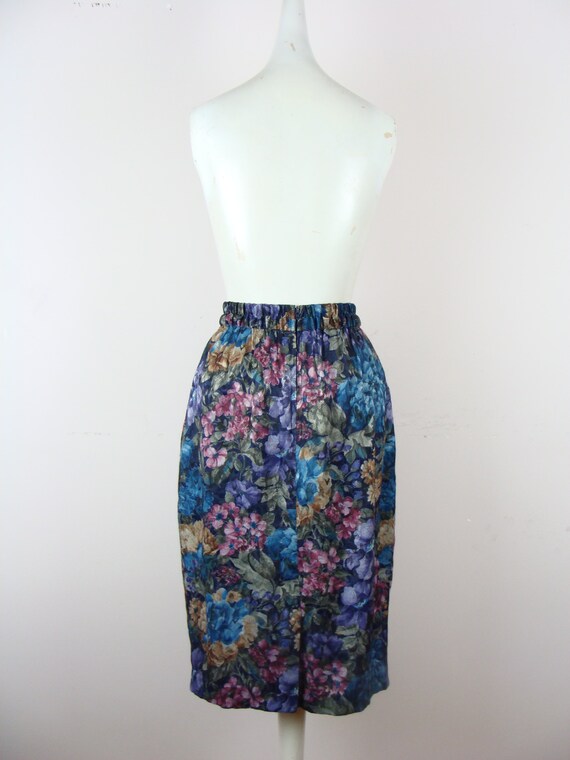 Vintage Floral Skirt 90s Pencil Skirt High Waisted Fitted Knee Length Skirt 1990s Floral Print Hourglass Secretary Skirt 80s Pretty Flowers Etsy