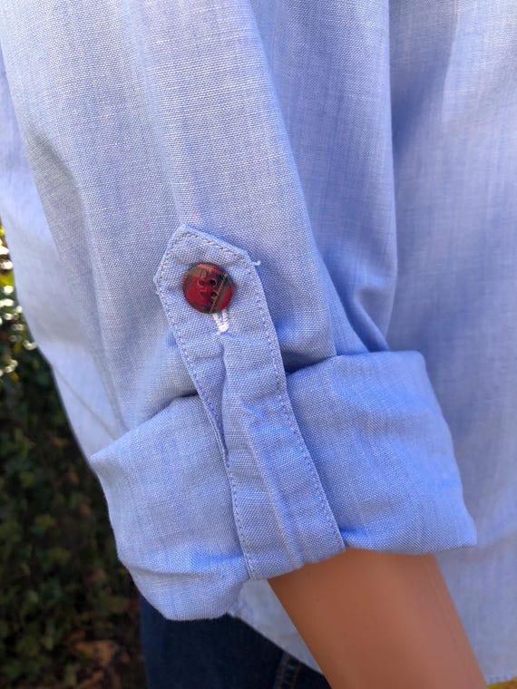 Vintage Patchwork Button Down Shirt 70s Plaid Cha… - image 11