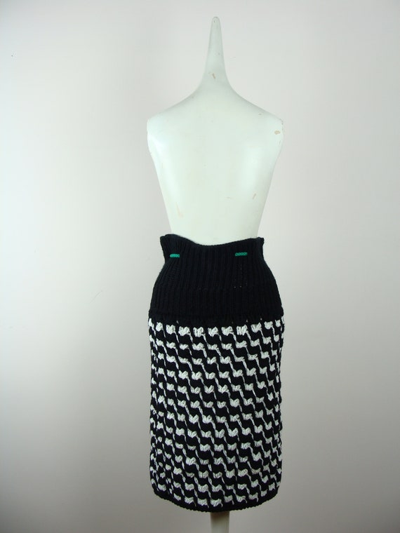 Vintage Knit Skirt 70s Houndstooth Chunky Knit Ch… - image 10