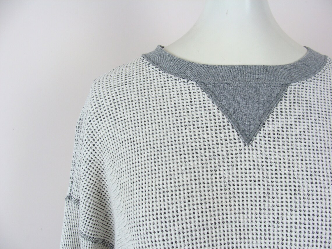 Vintage Thermal Shirt 90s Waffle Knit Long Sleeve Gray White | Etsy