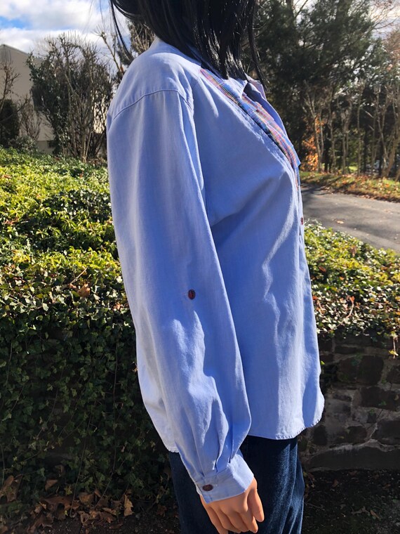 Vintage Patchwork Button Down Shirt 70s Plaid Cha… - image 4