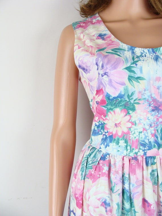 Vintage Floral Dress 80s does 50s Handmade Fit an… - image 3