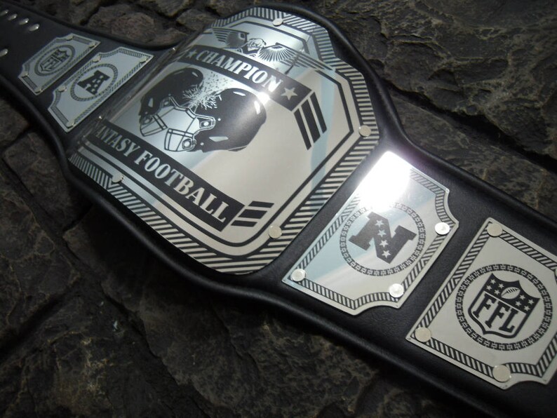 Fantasy Football Championship Belt New Enforcer Model 30/% larger plates than our other models High quality steel plates hand crafted