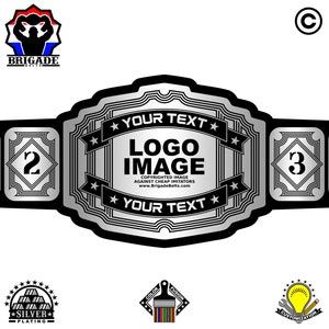 Custom Championship Belt - Full Size Customizable Title Belt - Legend Series - Silver