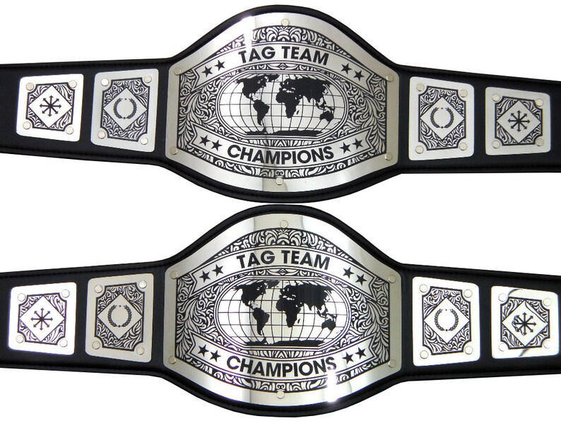 Tag Team Championship Belts 2 belts New Bold Black Engraving Etsy