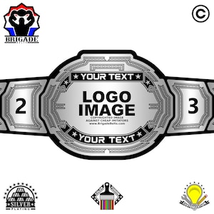 Custom Championship Belt - Full Size Customizable Title Belt - Outlaw Series - Silver
