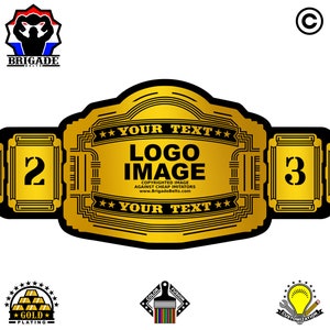 Custom Championship Belt - Full Size Customizable Title Belt - Intrepid Series - Gold