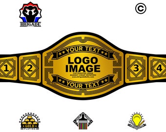 Custom Championship Belt - Full Size Customizable Title Belt - Frost Engraved - Avenger Series - Gold