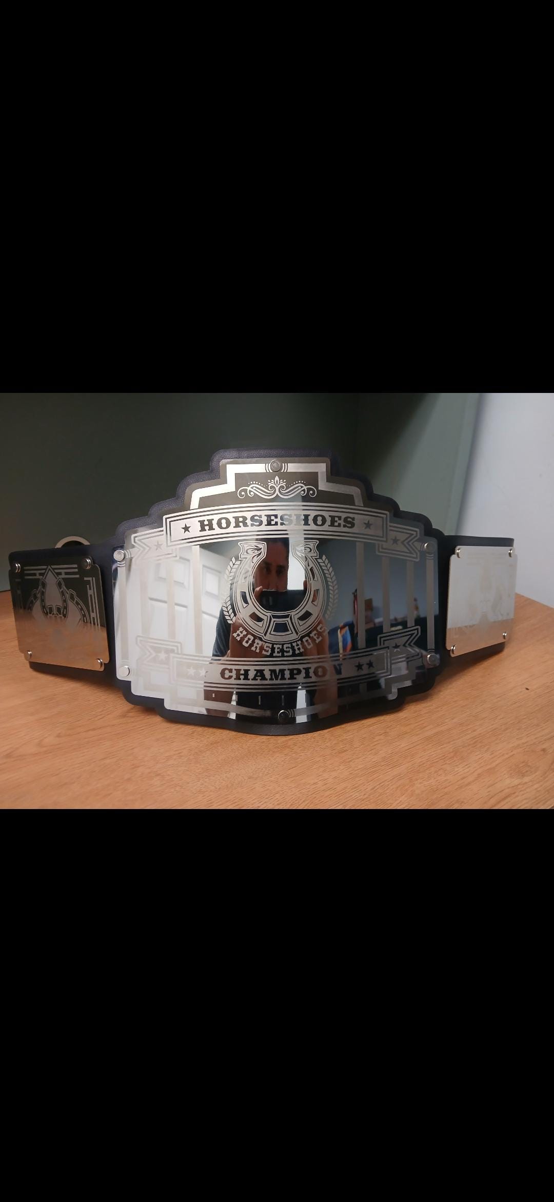 Horseshoes Championship Title Belt frosted Engraved Adult Size High Quality Metal Plates Premium Hand Crafted