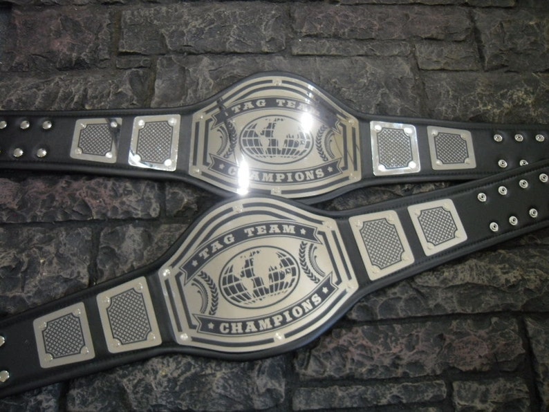Tag Team Championship Belts 2 Belts New Bold Black Engraving Etsy