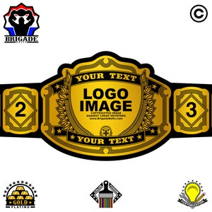 Custom Championship Belt - Full Size Customizable Title Belt - Emperor Series - Gold