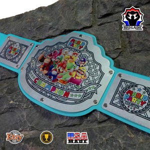 Mario Party Belt | Colorful Metal Championship Title Belt | Full Size