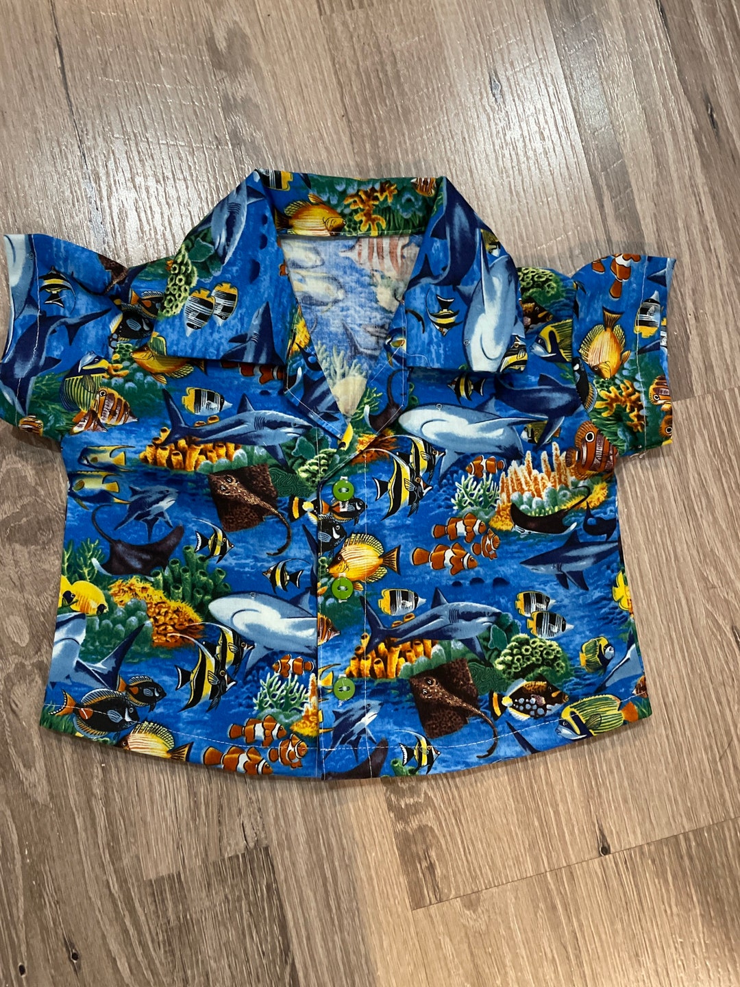 Baby Boy Hawaiian Shirt Blue With Sharks and Tropical Fish Etsy