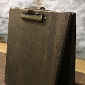 Large Wood Table Tent Clipboard with Two Clips - 8.5x11 Menu Table Tent - Bar Top Menu Holder - Stand Up Menu Board - Wood Clipboard