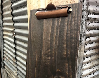 Wood Menu Clipboards with Rustic Copper Clip - Restaurant Menu Boards - Rustic Menu Boards - Rustic Clipboard - Wood Clipboard