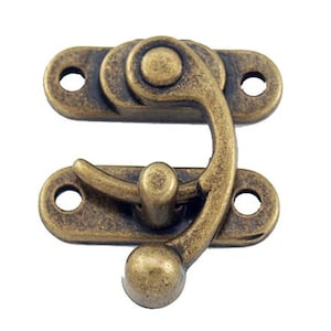 Brass Swing Catch – Antique Style Ox Horn Latch, Rustic Box Clasp