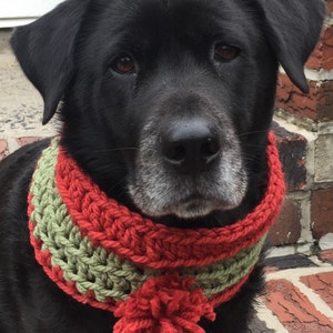 Dog Scarf — Red Dog Cowl — Red Infinity Dog Scarf With Pom Pom — Snood For Dog — Green Dog Scarf — Red Dog Scarf