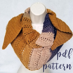 Triangle Scarf Crochet Pattern - Crochet Triangle &quot;Finn&quot; Scarf - Textured Triangle Scarf Easy Crochet Pattern - Womens Shawl Crochet Pattern