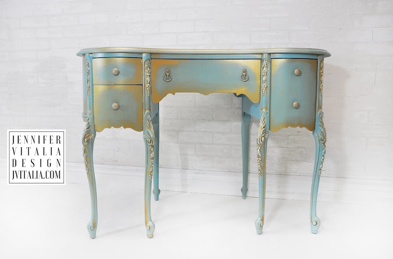 Makeup Vanity Antique Vintage French Queen Anne Style Hand Etsy