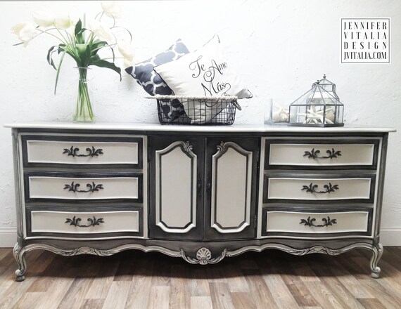 Vintage French Provincial Dresser Sideboard Buffet Hand Etsy