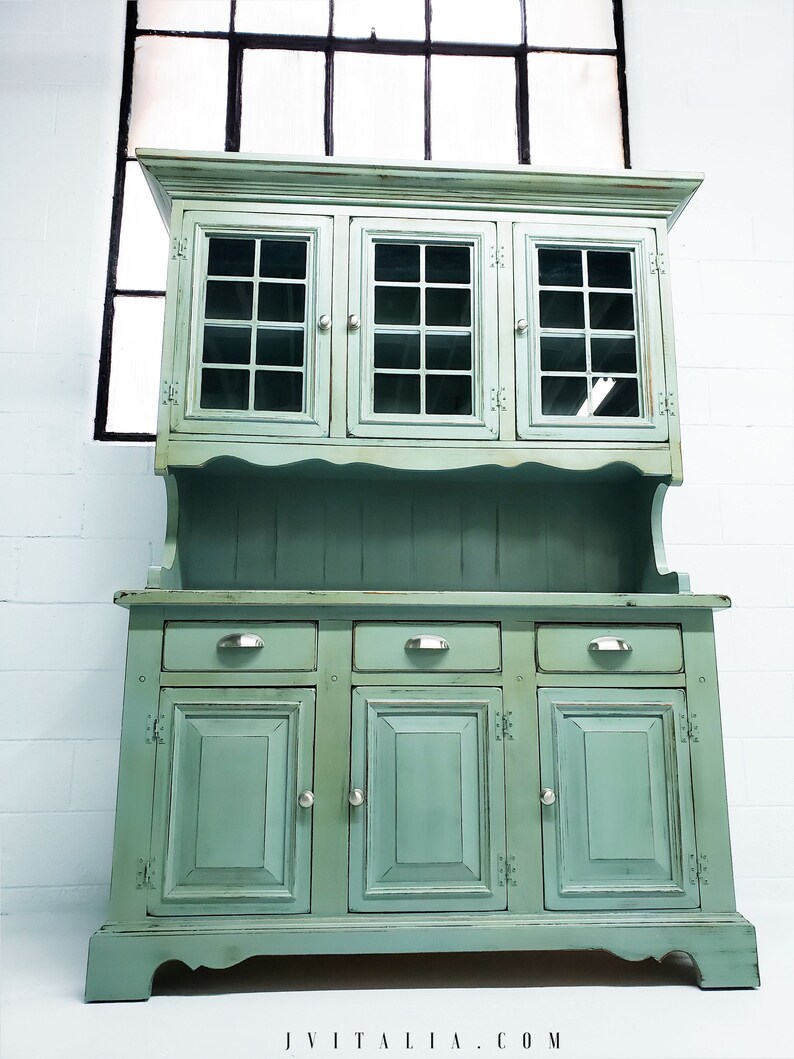Hand Painted Rustic Farmhouse Cottage Bakers Hutch Etsy