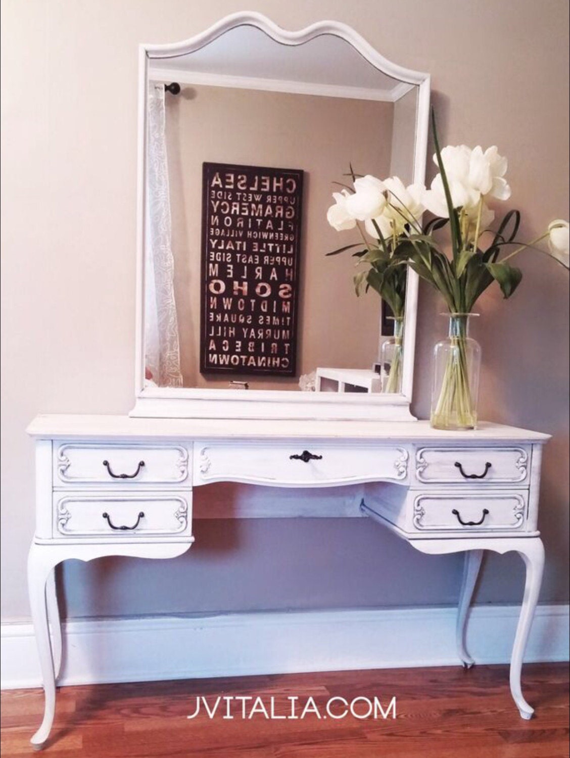 Make up Vanity Antique Vintage Hand Painted French Romantic Etsy