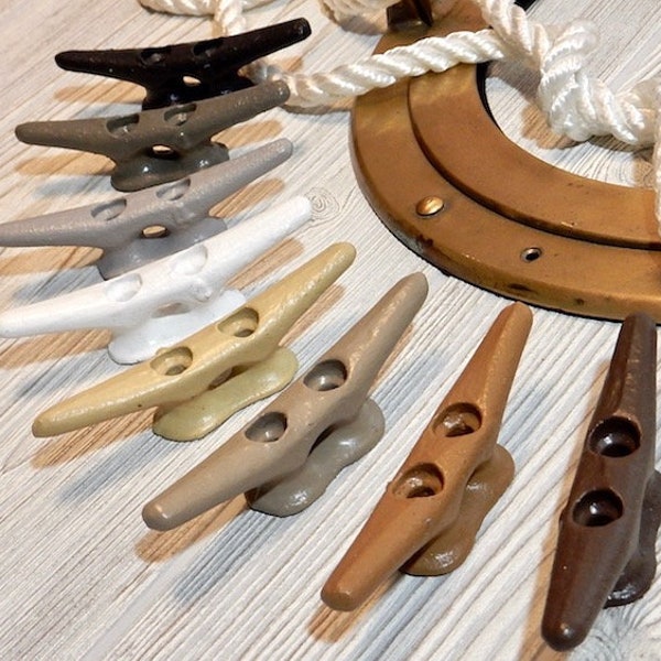 4 Inch Boat Cleats - Painted Cleats - Nautical Hardware, Drawer Pulls Knobs, Towel Hooks - Boat Dock Cleat - Pool Cottage Lake House Decor