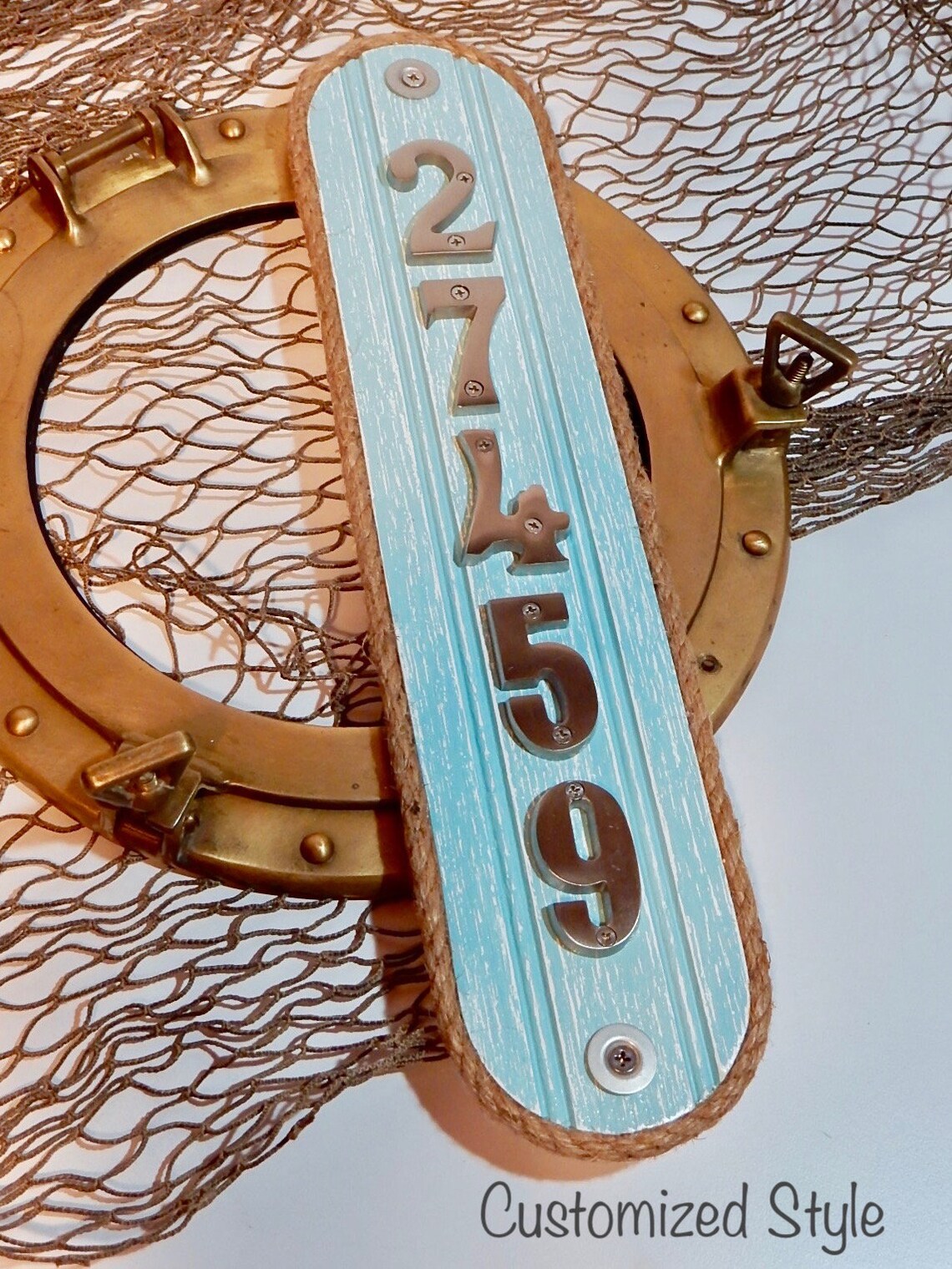 House Number Plaque Nautical House Numbers Vertical Etsy