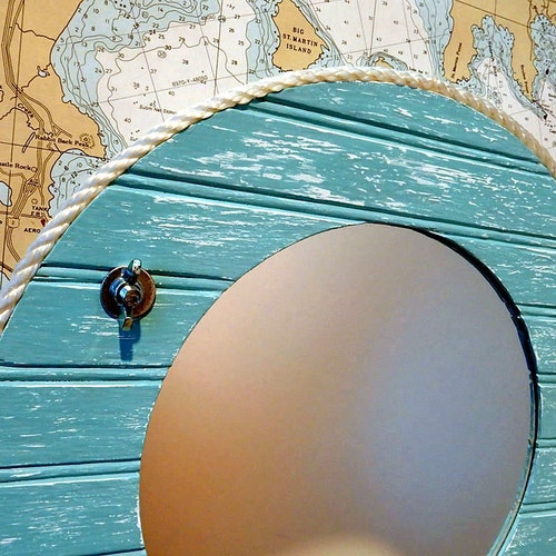 Wall Mirror Vanity Mirror Beach Cottage Mirror Nautical Etsy