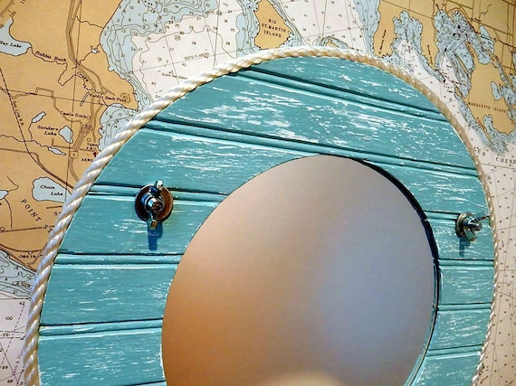 Wall Mirror Vanity Mirror Beach Cottage Mirror Nautical Etsy