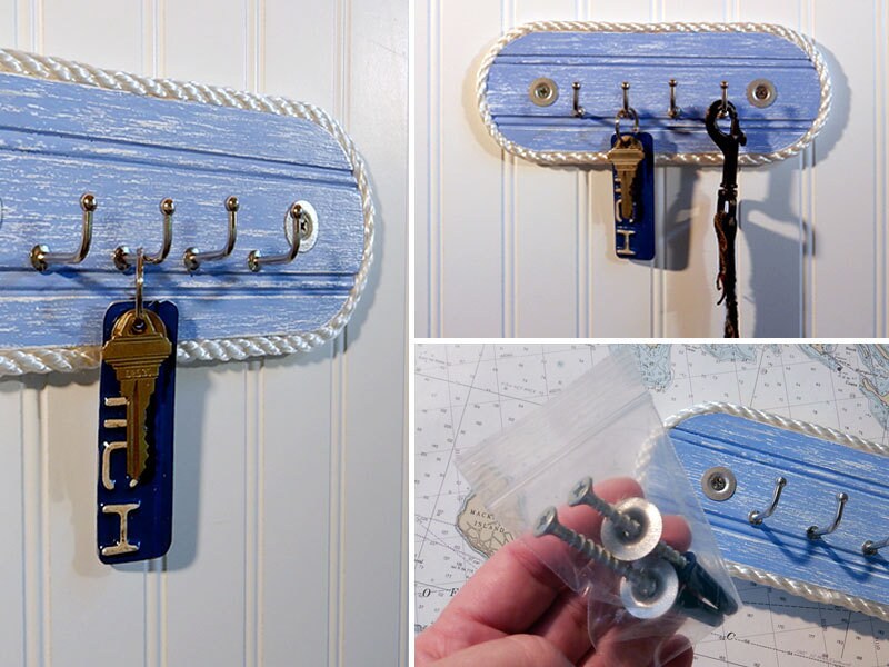 Wall Key Hook Holder Galvanized Key Hanger Rack Jewelry Organizer Caribbean Cottage Decor Nautical Seaside Lake Home Boat Rope Etsy