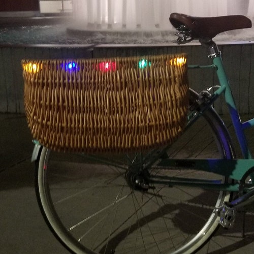 Wicker Bike Basket With Lights Etsy
