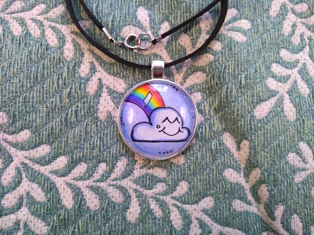 Rainbow Cloud Pendant Necklace - Etsy