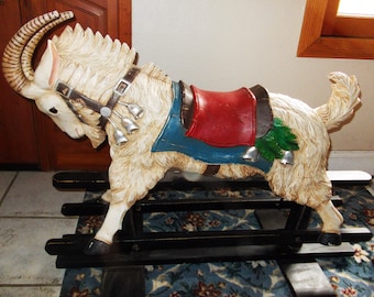 Local Pickup Only - Vintage Rocking Wood Carved Alpine Mountain Goat