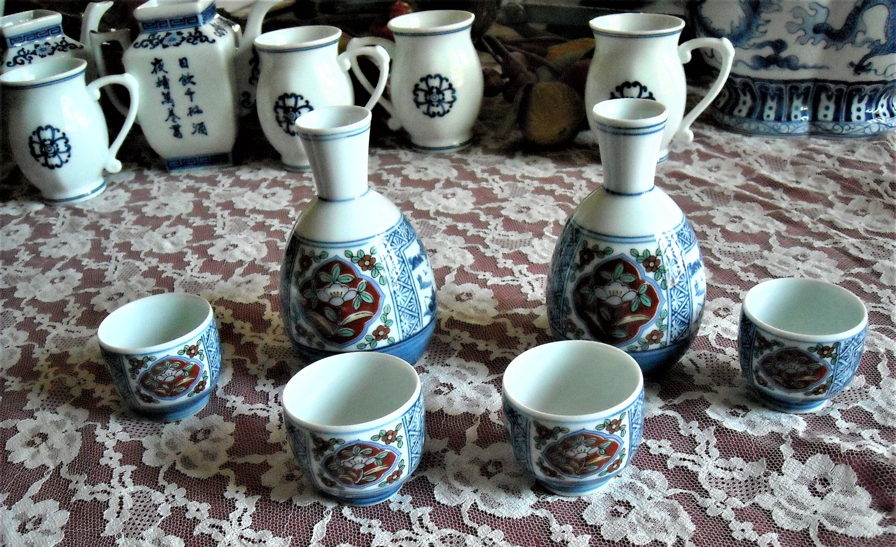 Asian Sake Set Carafes 2 et Coupes 4 Etsy France