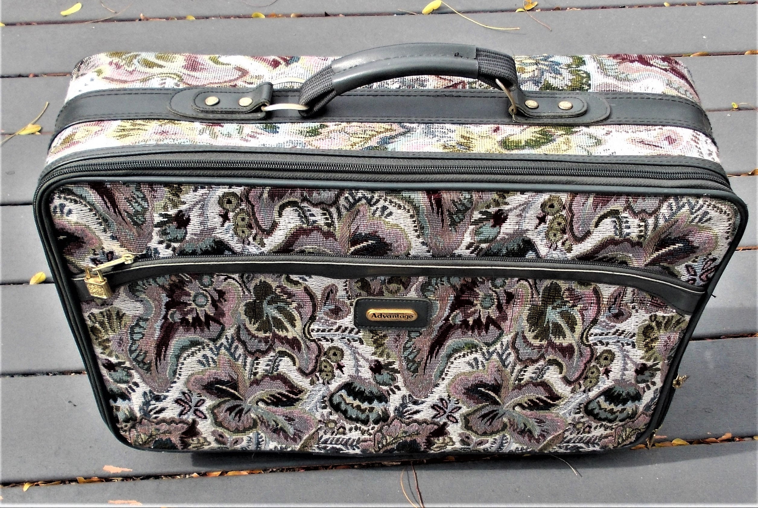 Vintage tapestry luggage cheap