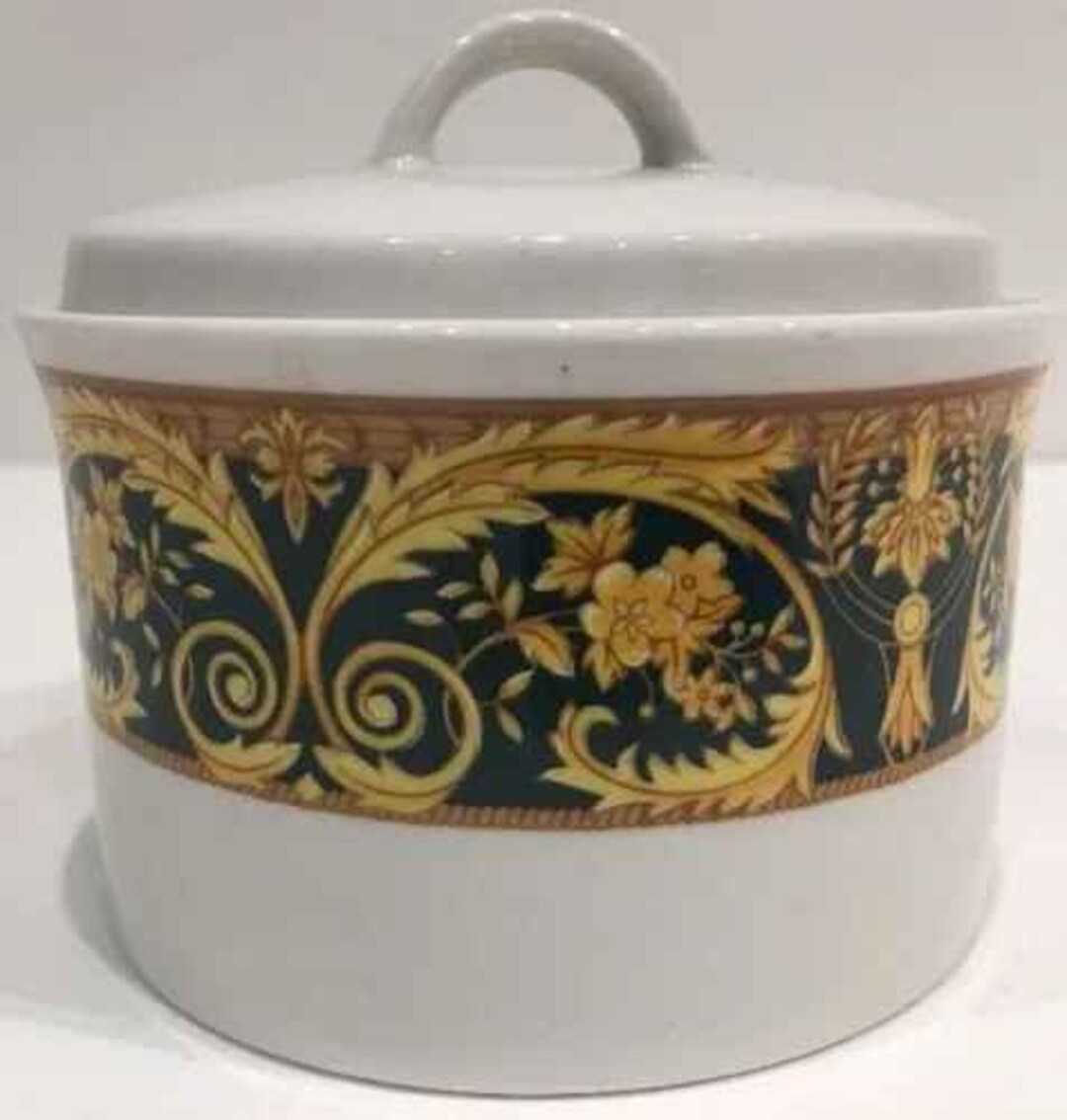 Vtg Lynns Fine China VALETTA Black/gold Coffee Tea Pot/lidded Sugar