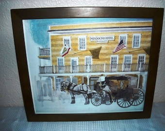 John RUTHERFORD Print "MENDOCINO HOTEL" Framed with Glass