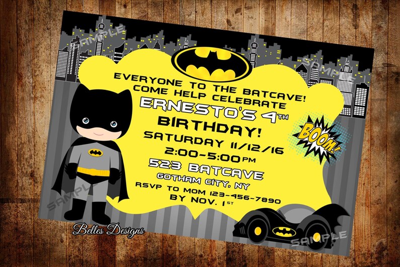 Batman Birthday Party Invitation Superhero Birthday Party Etsy