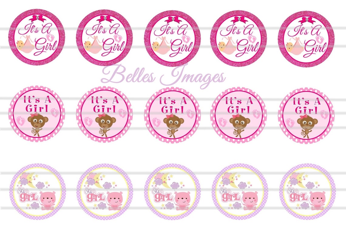 It's a Girl Cupcake Toppers 1 Inch Cupcake Toppers Baby Etsy