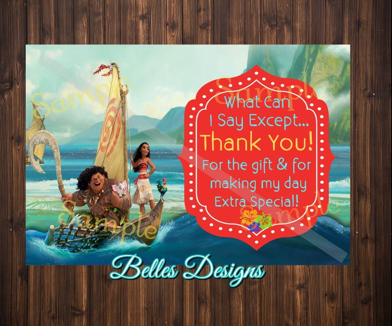 Moana Thank you card Birthday Thank you Note 4x6 Maui | Etsy