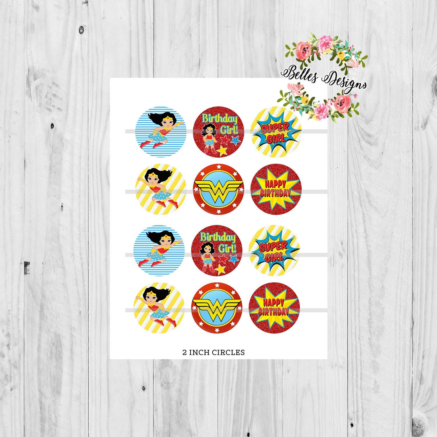 Wonder Woman Cupcake Toppers Superhero Girl Cupcake Toppers - Etsy