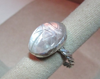 Clear Quartz sterling silver genuine stone scarab RING