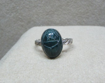 Bloodstone sterling silver genuine stone scarab RING