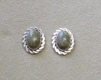 Epidote genuine scarab Sterling Silver earrings with a post